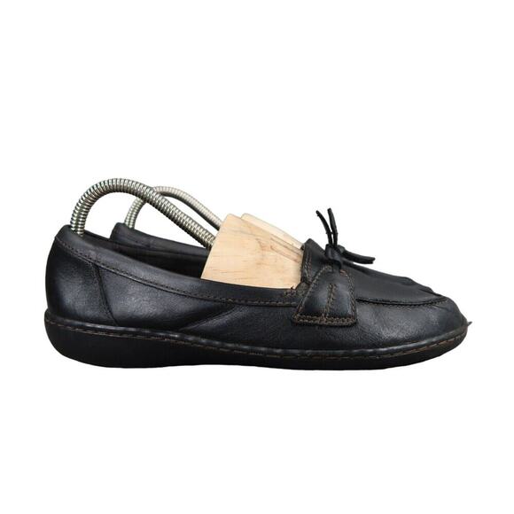 Clarks Shoes Womens 7.5 Loafer Slip On Ashland Leather Black Classic Career Flat - Picture 2 of 14